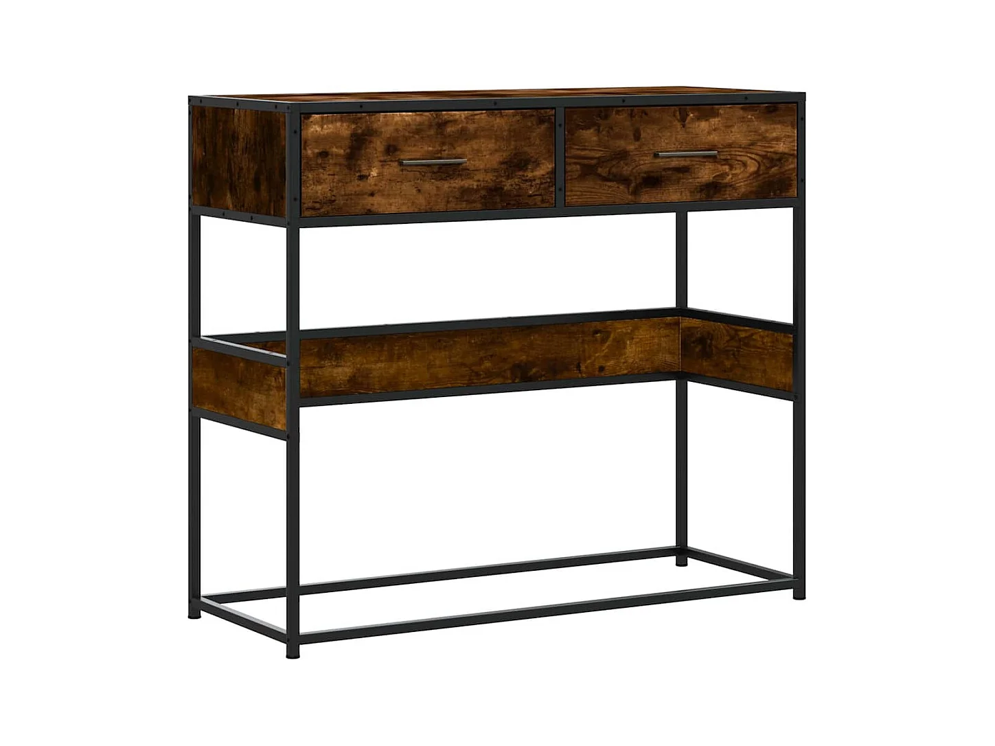 Table console chêne fumé 90x35x80 cm bois d'ingénierie