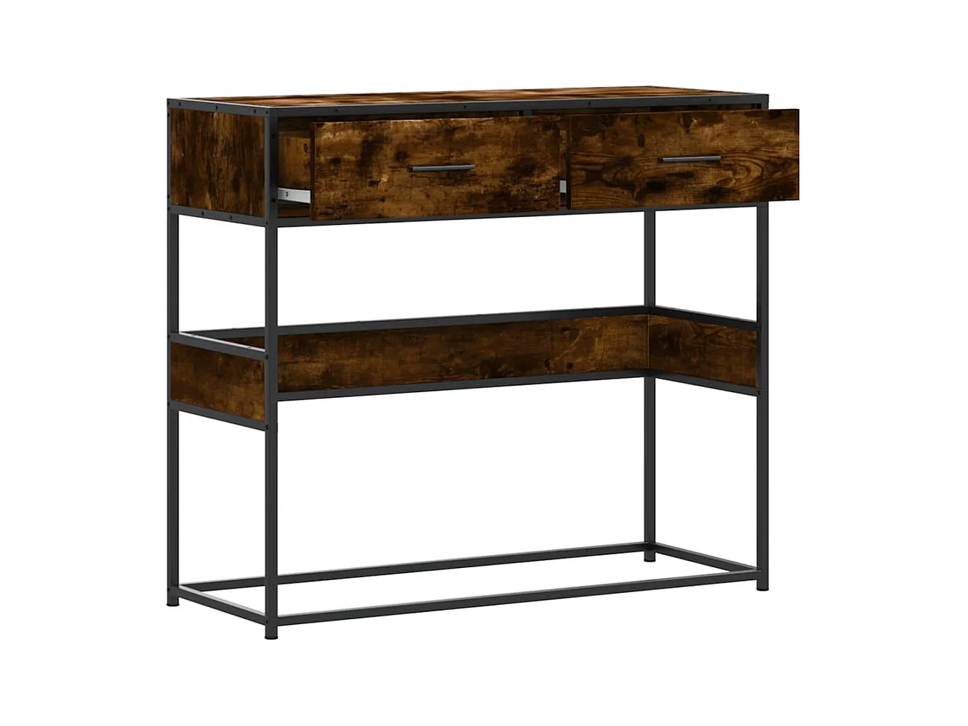 Table console chêne fumé 90x35x80 cm bois d'ingénierie