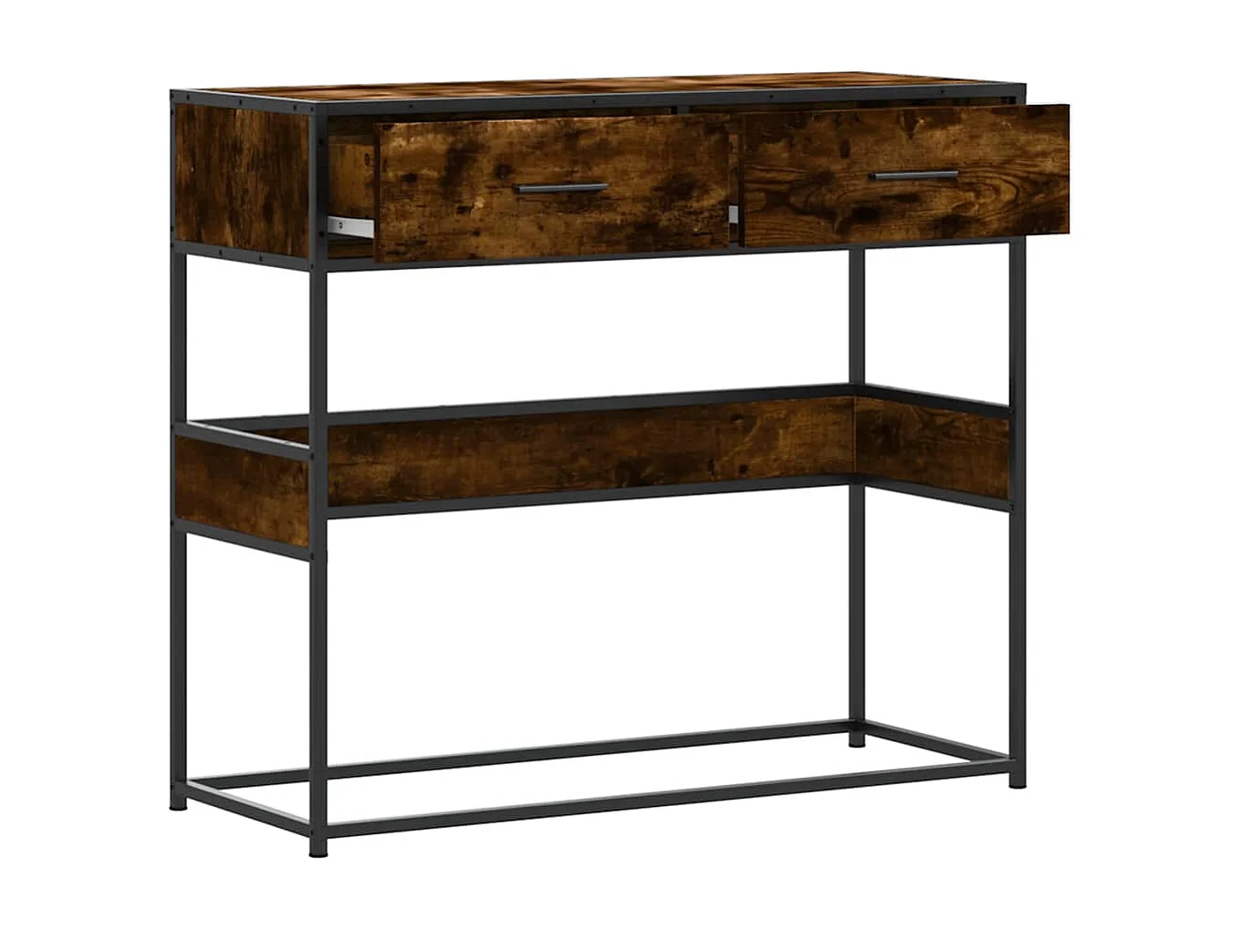 Table console chêne fumé 90x35x80 cm bois d'ingénierie