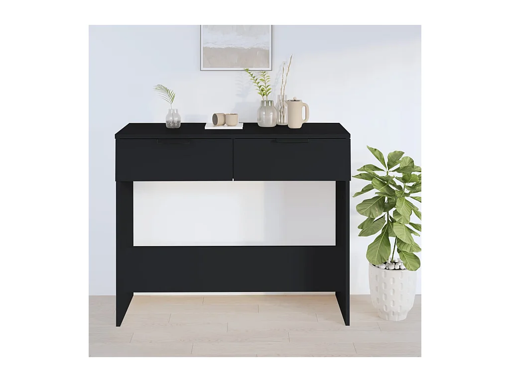 Table console noir 90x36x75 cm bois d'ingénierie