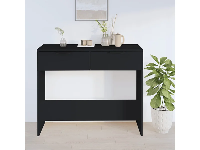 Table console noir 90x36x75 cm bois d'ingénierie