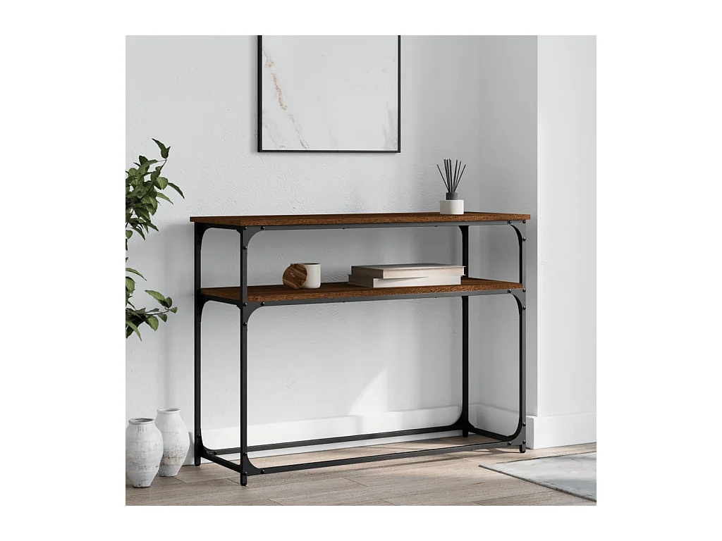 Consoletafel van bruin eikenhout 100x35,5x75 cm, bewerkt hout