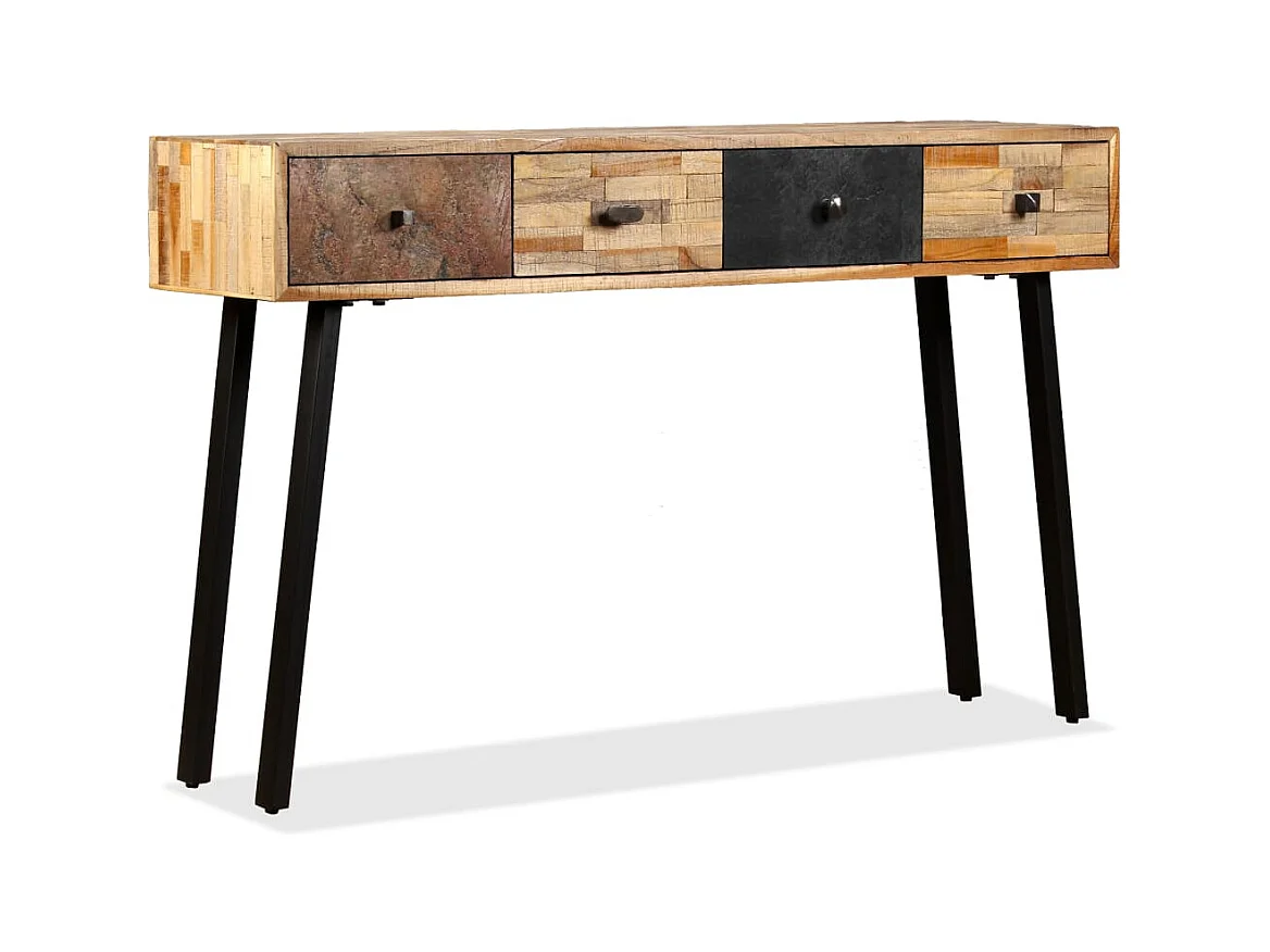 Mesa consola de teca maciza recuperada 120 x 30 x 76 cm