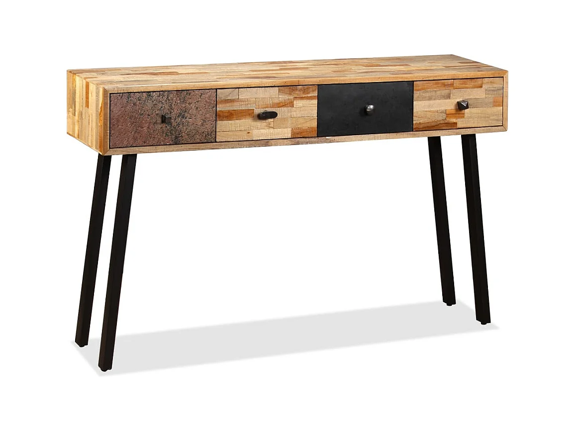 Mesa consola de teca maciza recuperada 120 x 30 x 76 cm