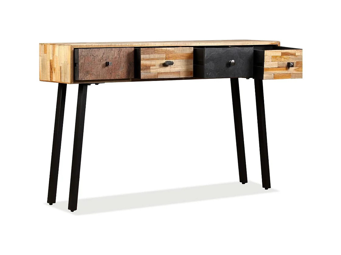 Mesa consola de teca maciza recuperada 120 x 30 x 76 cm
