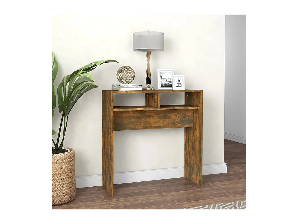 Table console Chêne fumé 78x30x80 cm Bois d'ingénierie