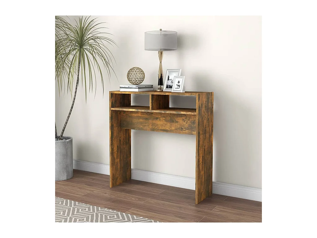 Table console Chêne fumé 78x30x80 cm Bois d'ingénierie