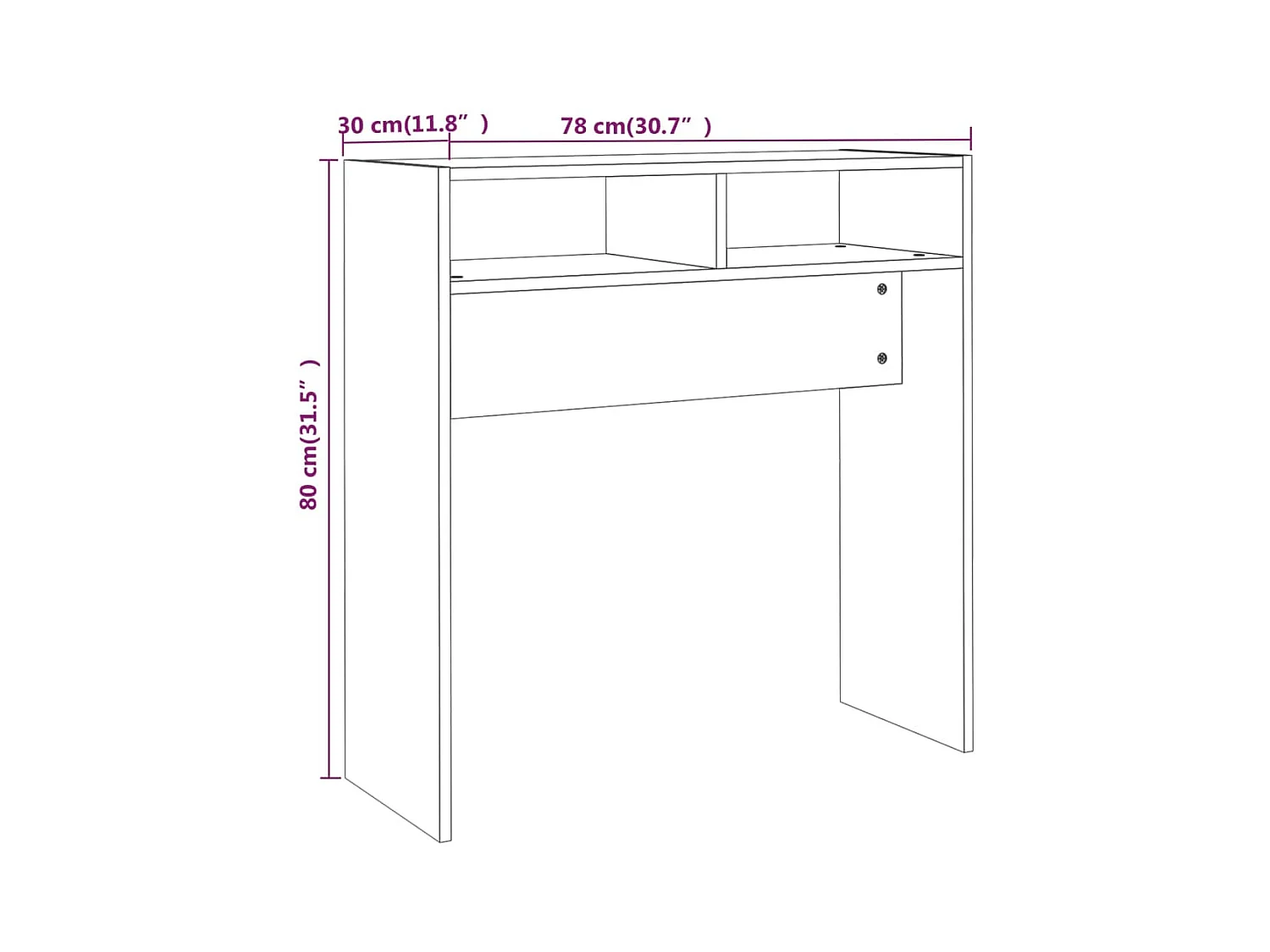 Table console Chêne fumé 78x30x80 cm Bois d'ingénierie