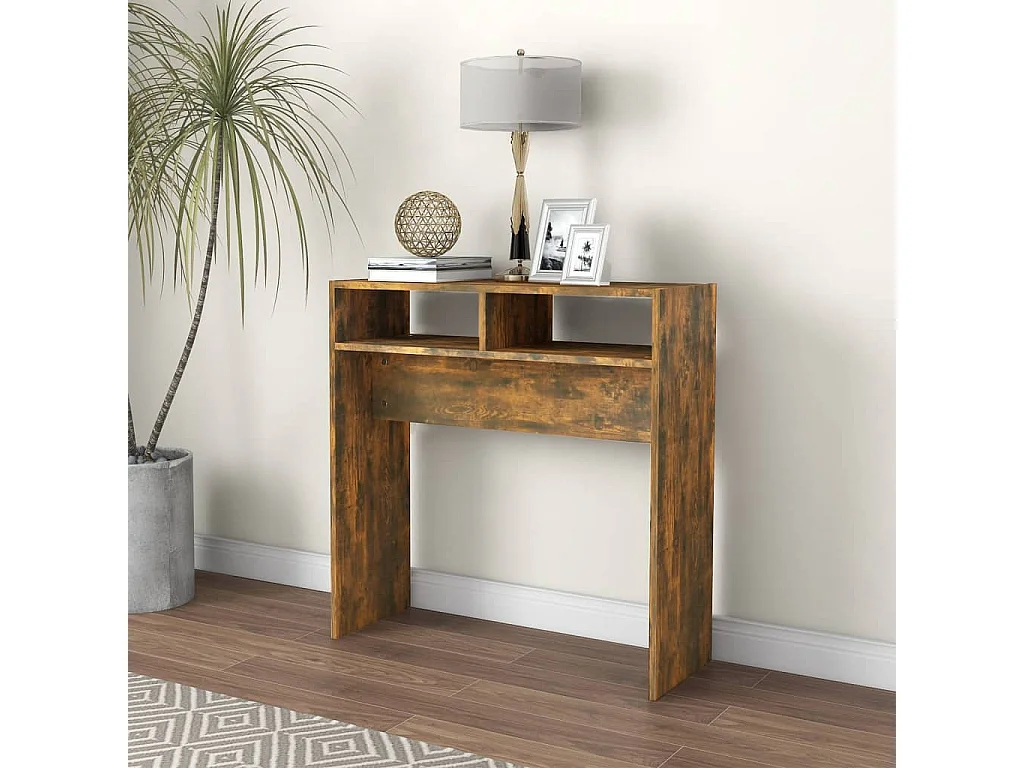 Table console Chêne fumé 78x30x80 cm Bois d'ingénierie