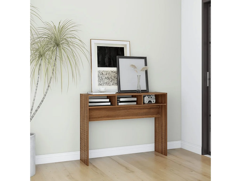 Mesa consola Roble marrón 105x30x80 cm Madera de ingeniería