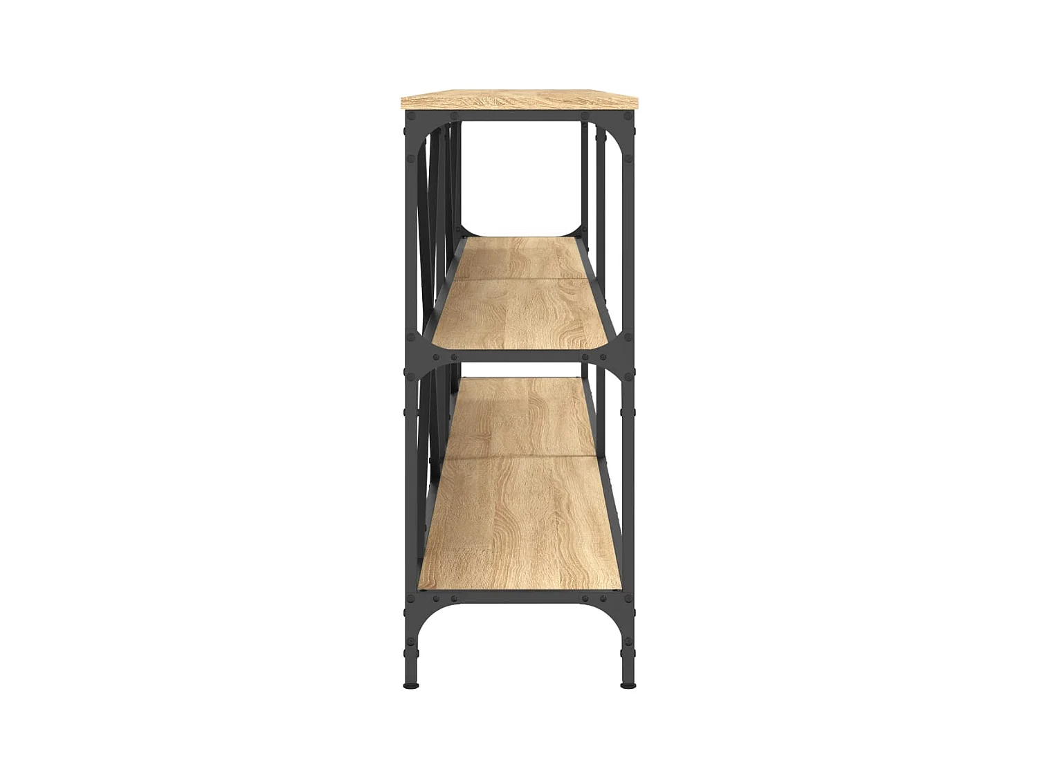 Table console chêne sonoma 200x30x75cm bois d'ingénierie et fer