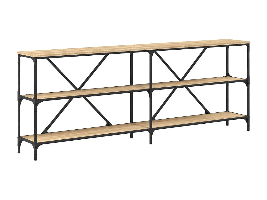 Mesa consola de roble Sonoma 200x30x75cm madera de ingeniería y hierro