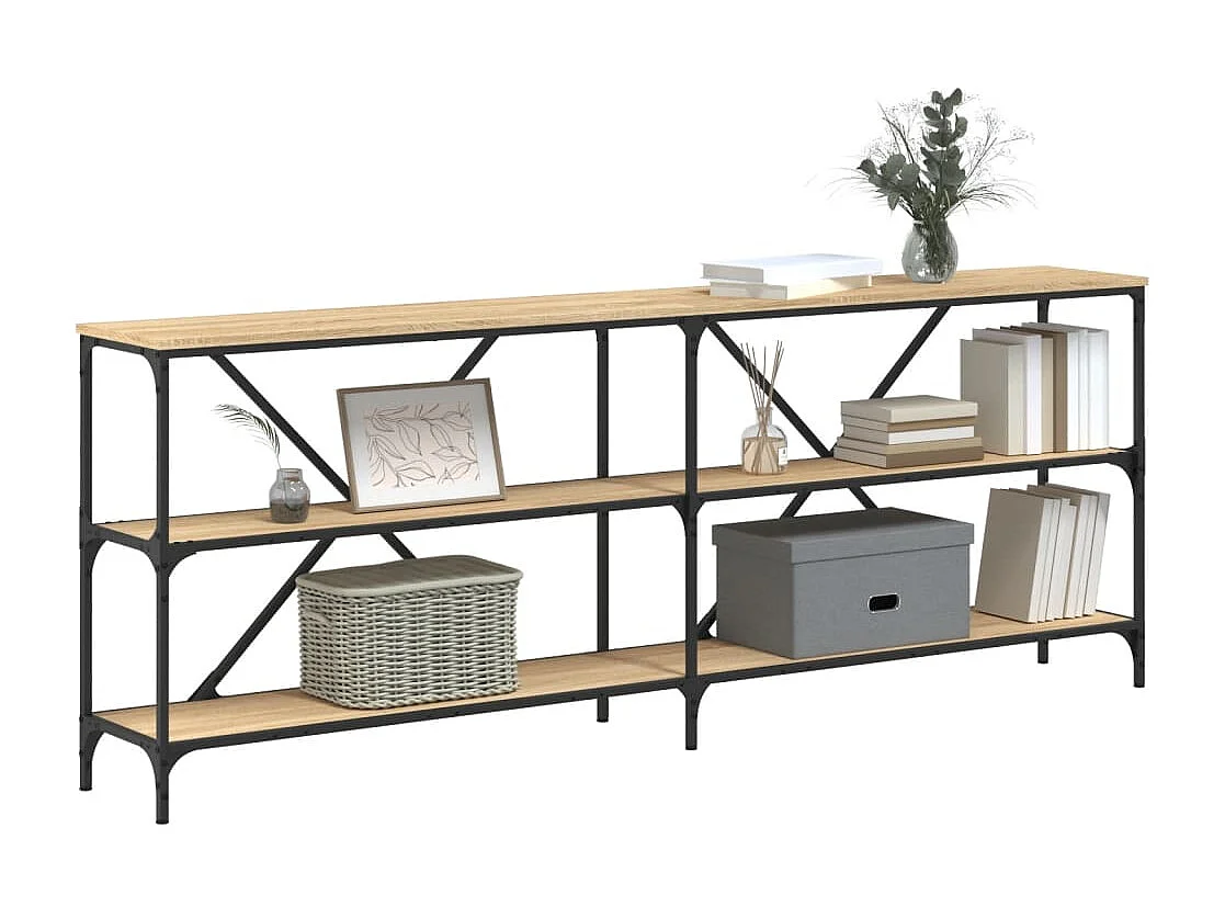 Mesa consola de roble Sonoma 200x30x75cm madera de ingeniería y hierro