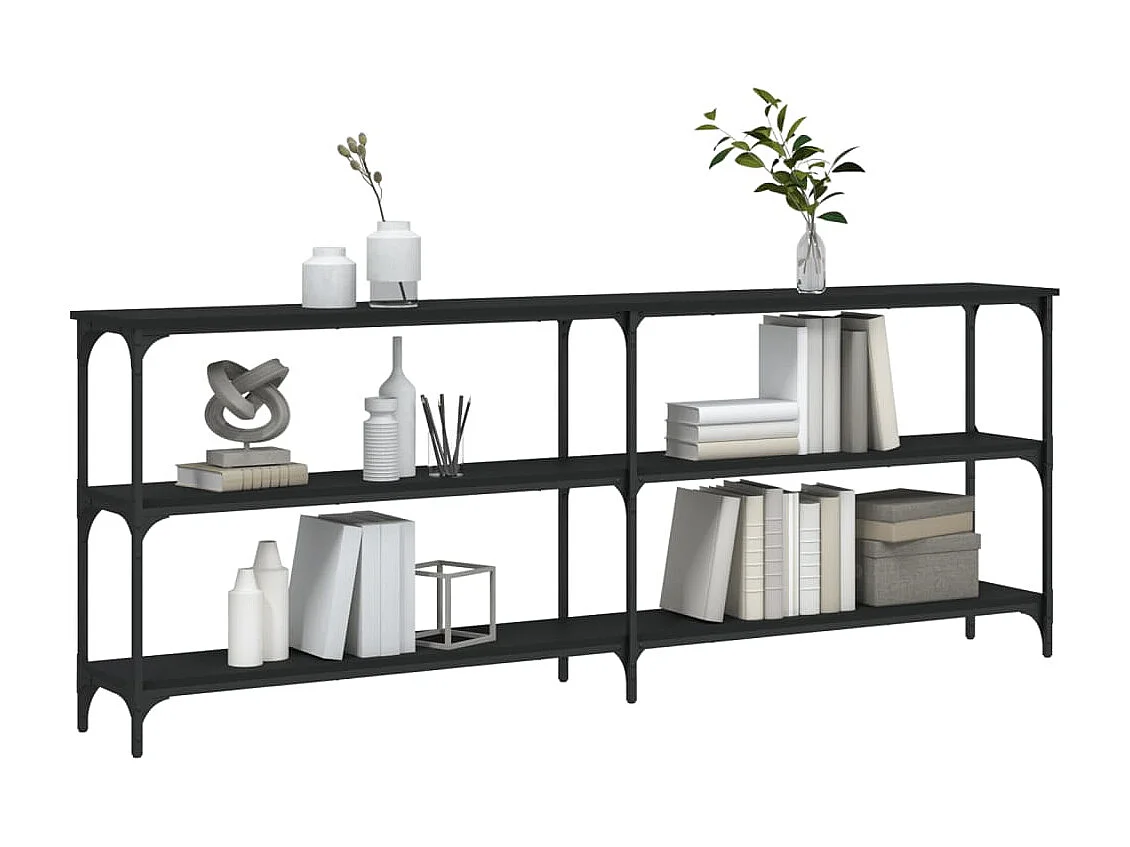 Zwarte consoletafel 200x29x75 cm bewerkt hout