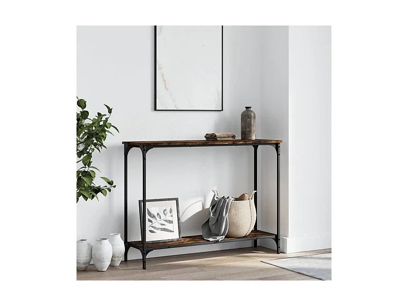Table console chêne fumé 101x30,5x75 cm bois d'ingénierie