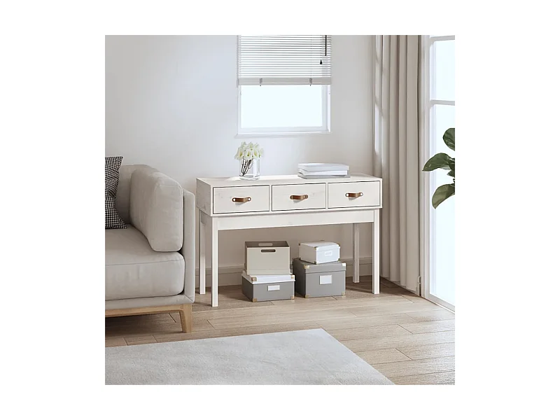 Consoletafel Wit 114x40x75 cm Massief grenenhout