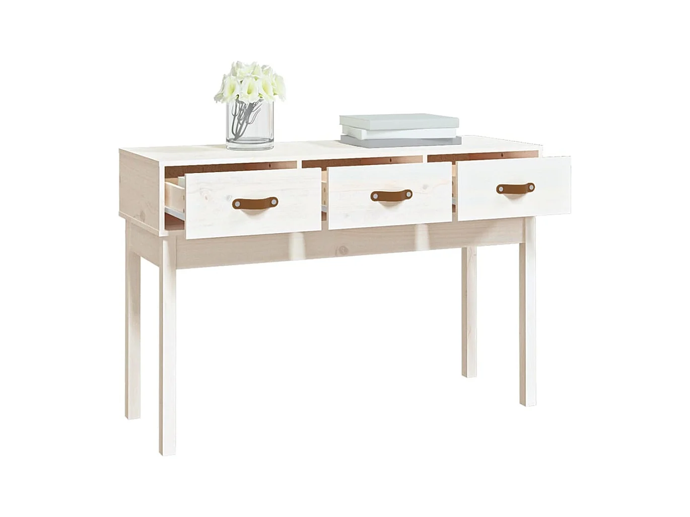 Consoletafel Wit 114x40x75 cm Massief grenenhout