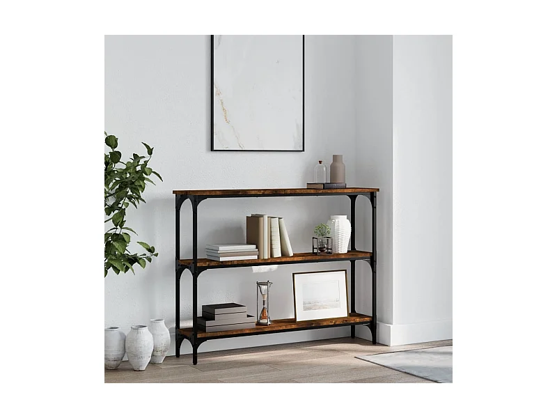Table console chêne fumé 100x22,5x75 cm bois d'ingénierie