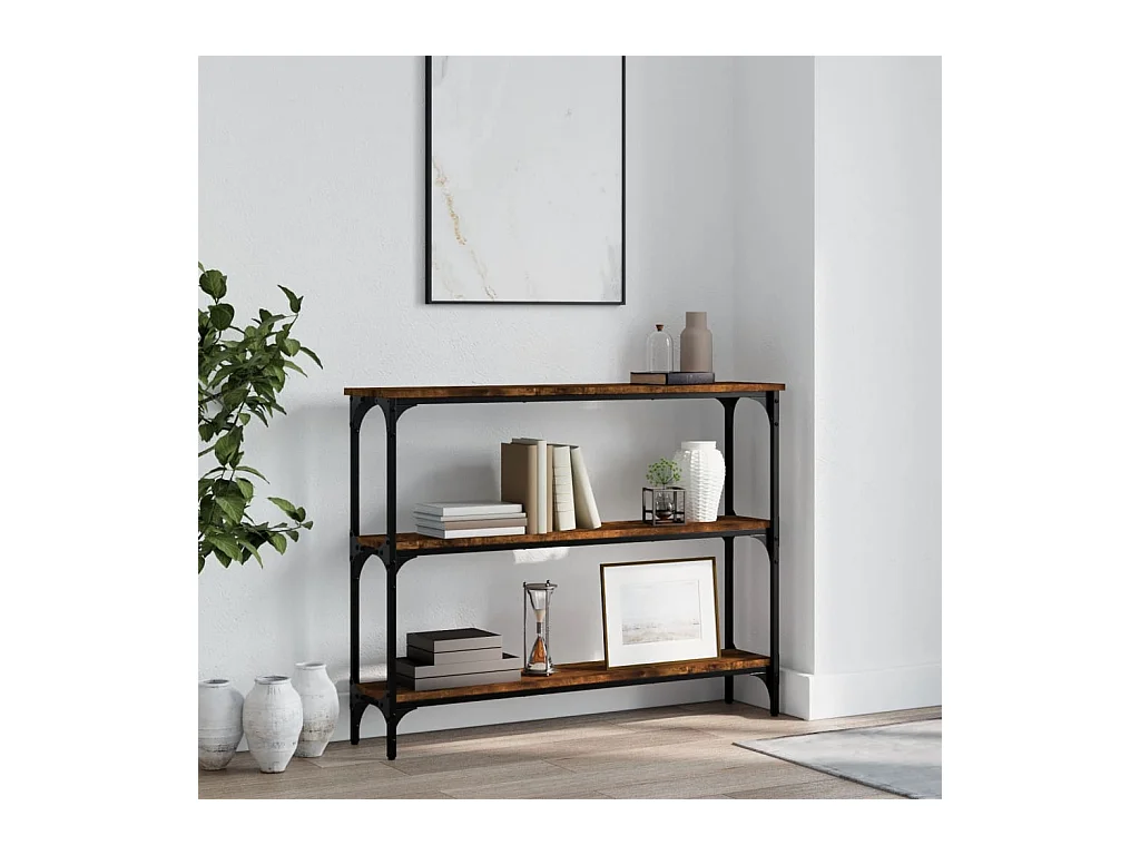 Table console chêne fumé 100x22,5x75 cm bois d'ingénierie