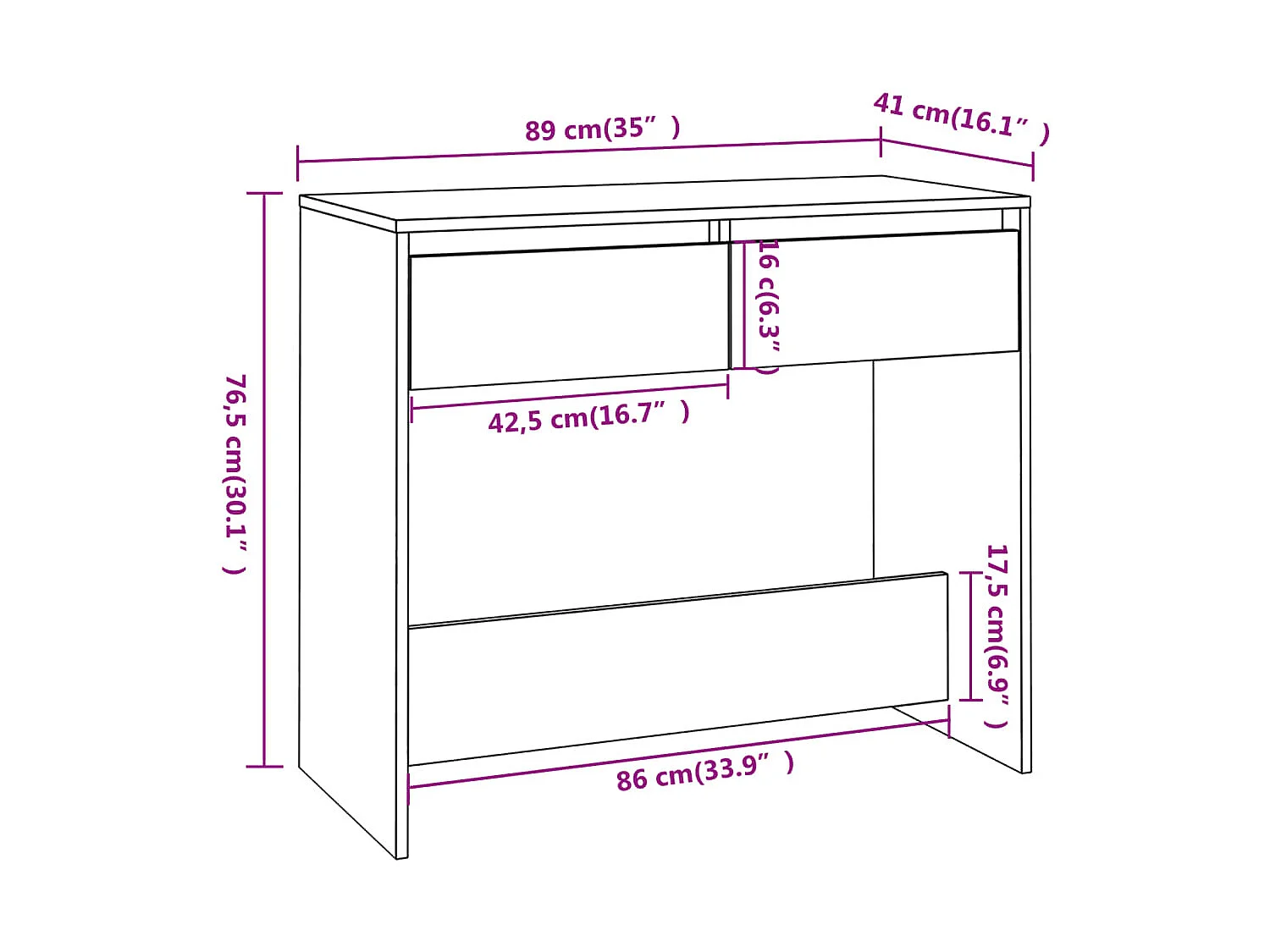 Tavolo consolle Nero 89x41x76,5 cm Acciaio