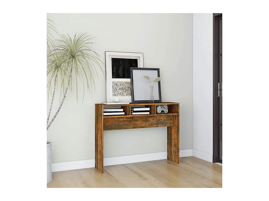 Table console Chêne fumé 105x30x80 cm Bois d'ingénierie