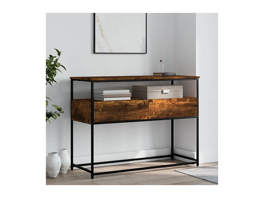 Table console chêne fumé 100x40x75 cm bois d'ingénierie