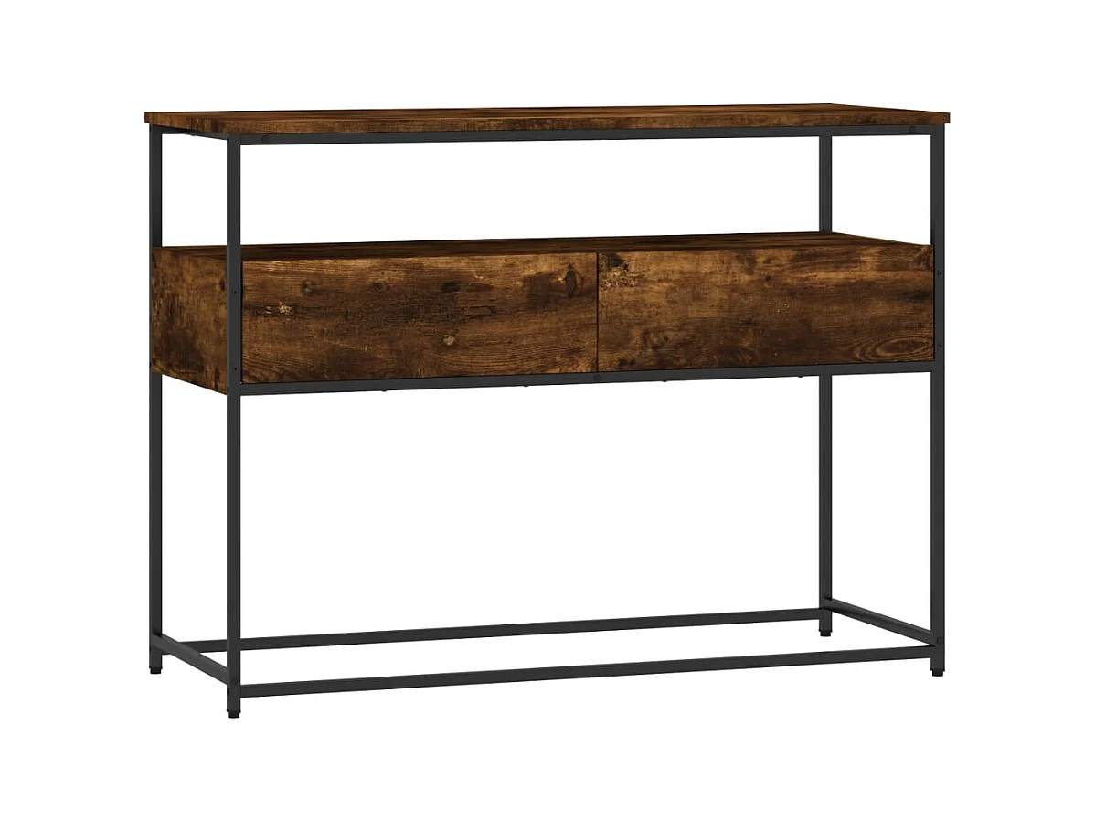 Table console chêne fumé 100x40x75 cm bois d'ingénierie