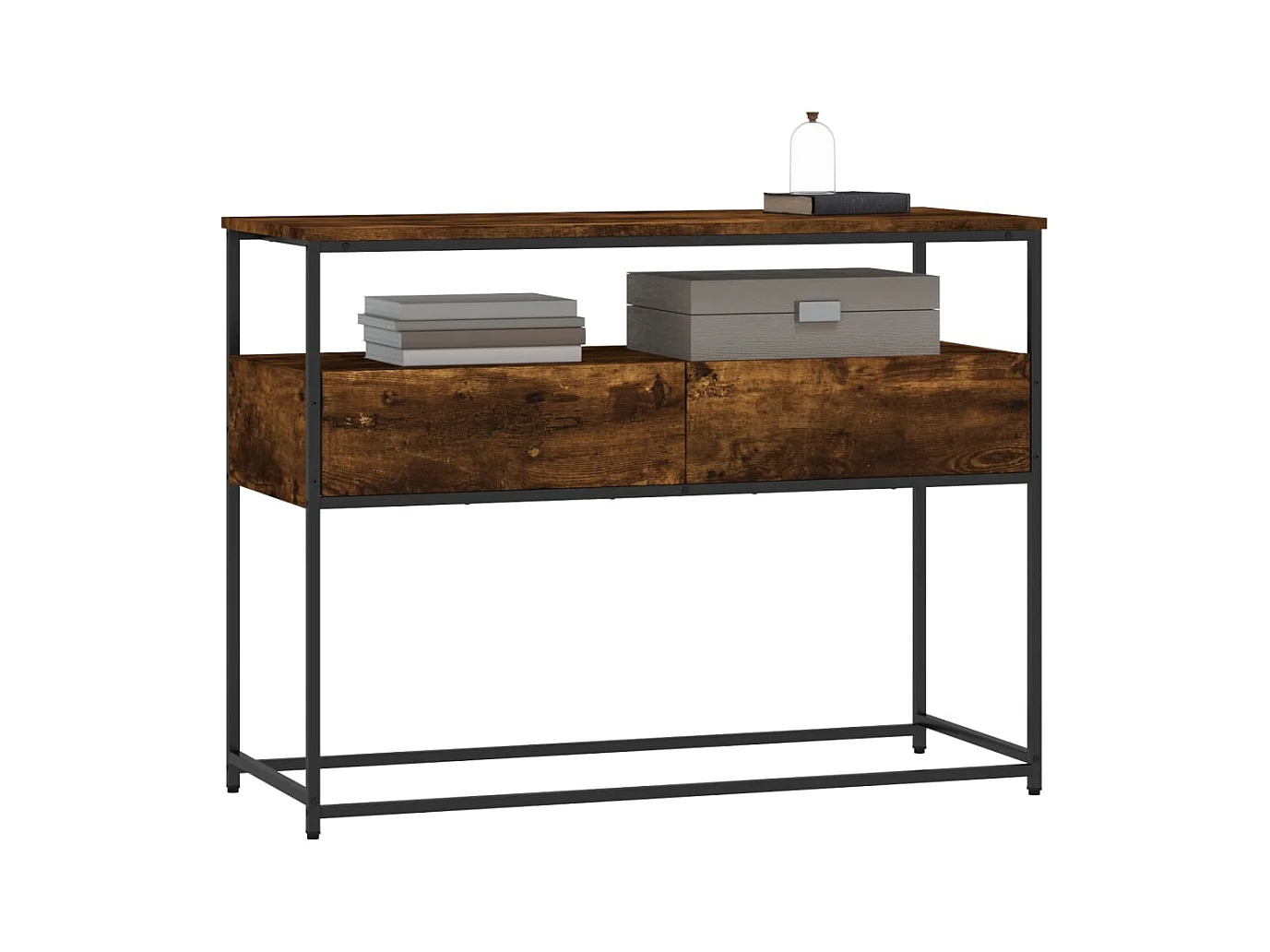 Table console chêne fumé 100x40x75 cm bois d'ingénierie