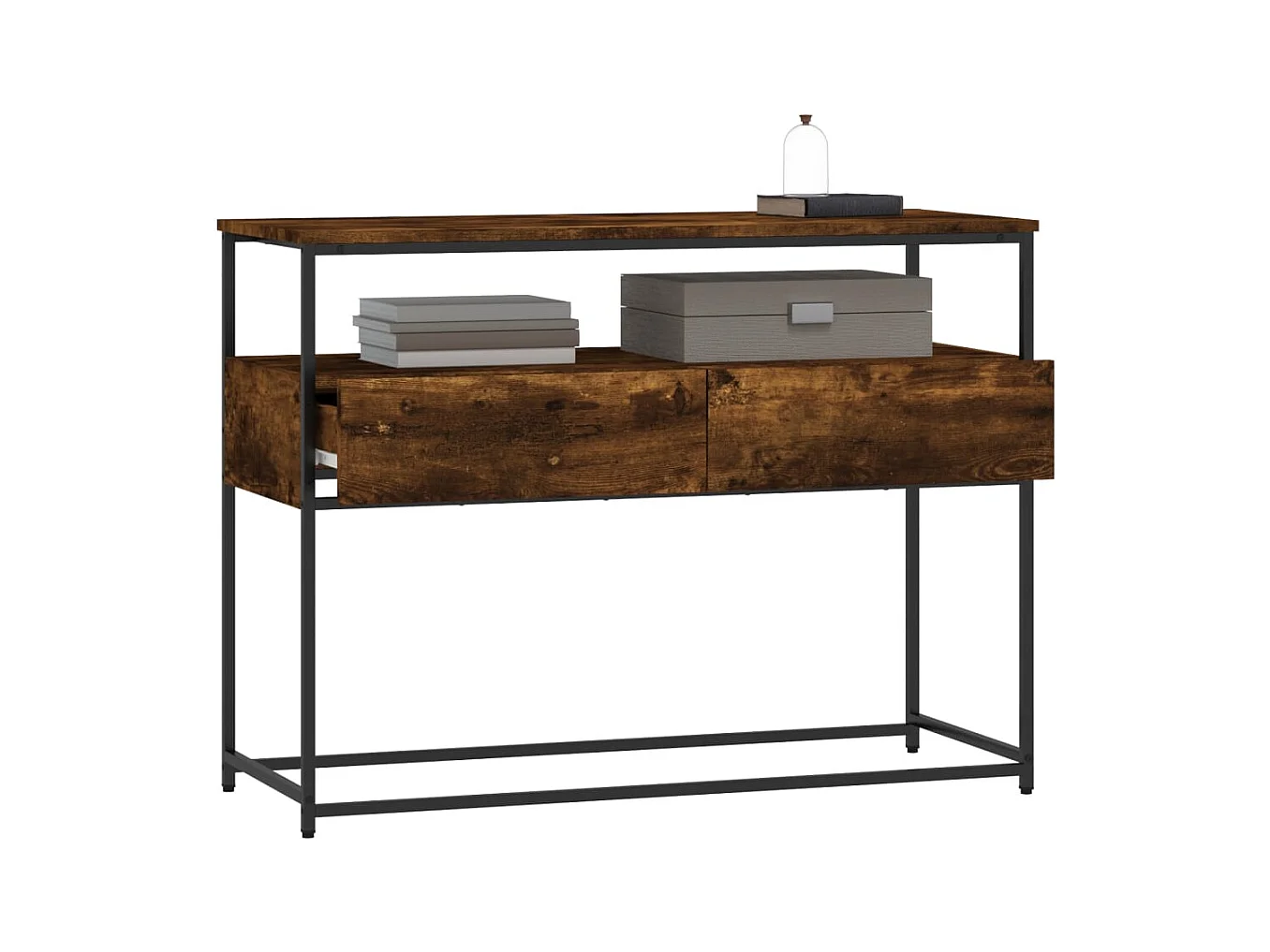 Table console chêne fumé 100x40x75 cm bois d'ingénierie