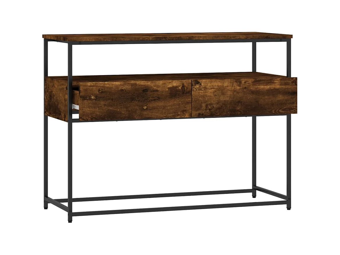 Table console chêne fumé 100x40x75 cm bois d'ingénierie