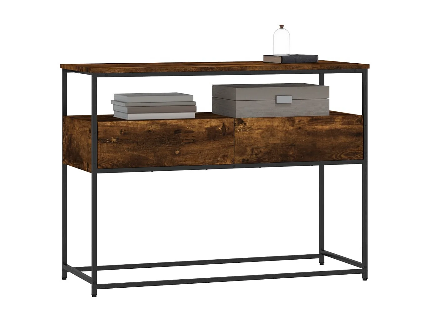 Table console chêne fumé 100x40x75 cm bois d'ingénierie