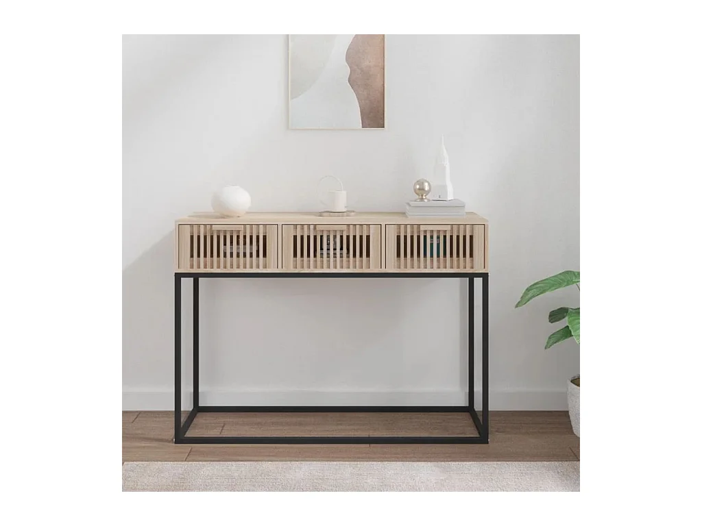 Table console 105x30x75 cm bois d'ingénierie et fer