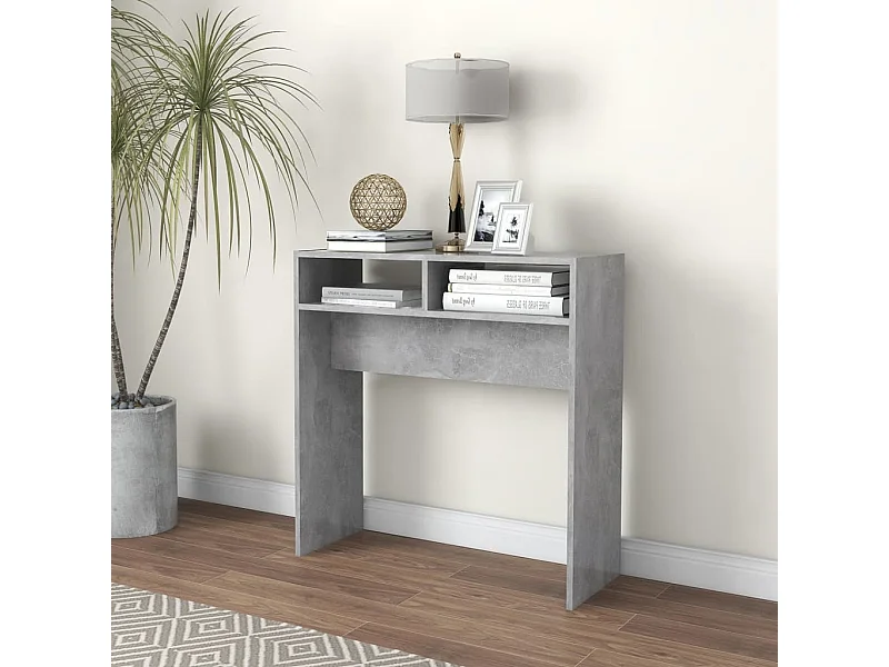 Table console gris béton 78x30x80 cm bois d'ingénierie