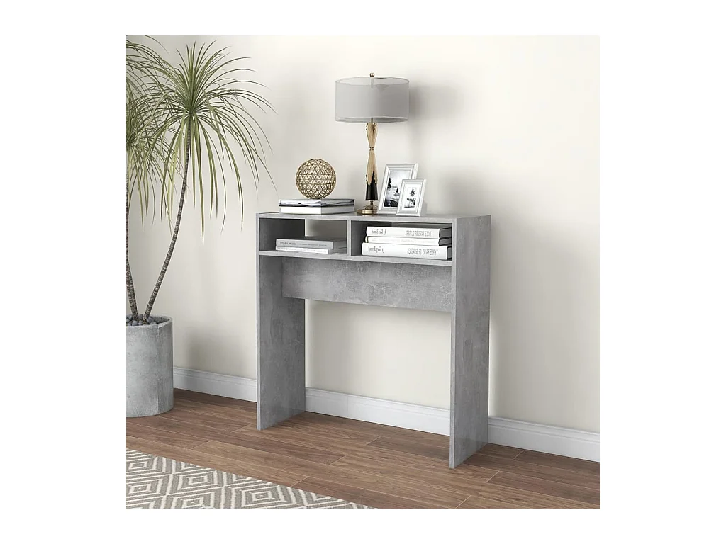 Table console gris béton 78x30x80 cm bois d'ingénierie