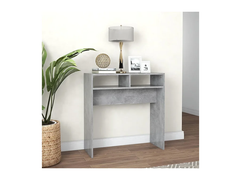 Table console gris béton 78x30x80 cm bois d'ingénierie