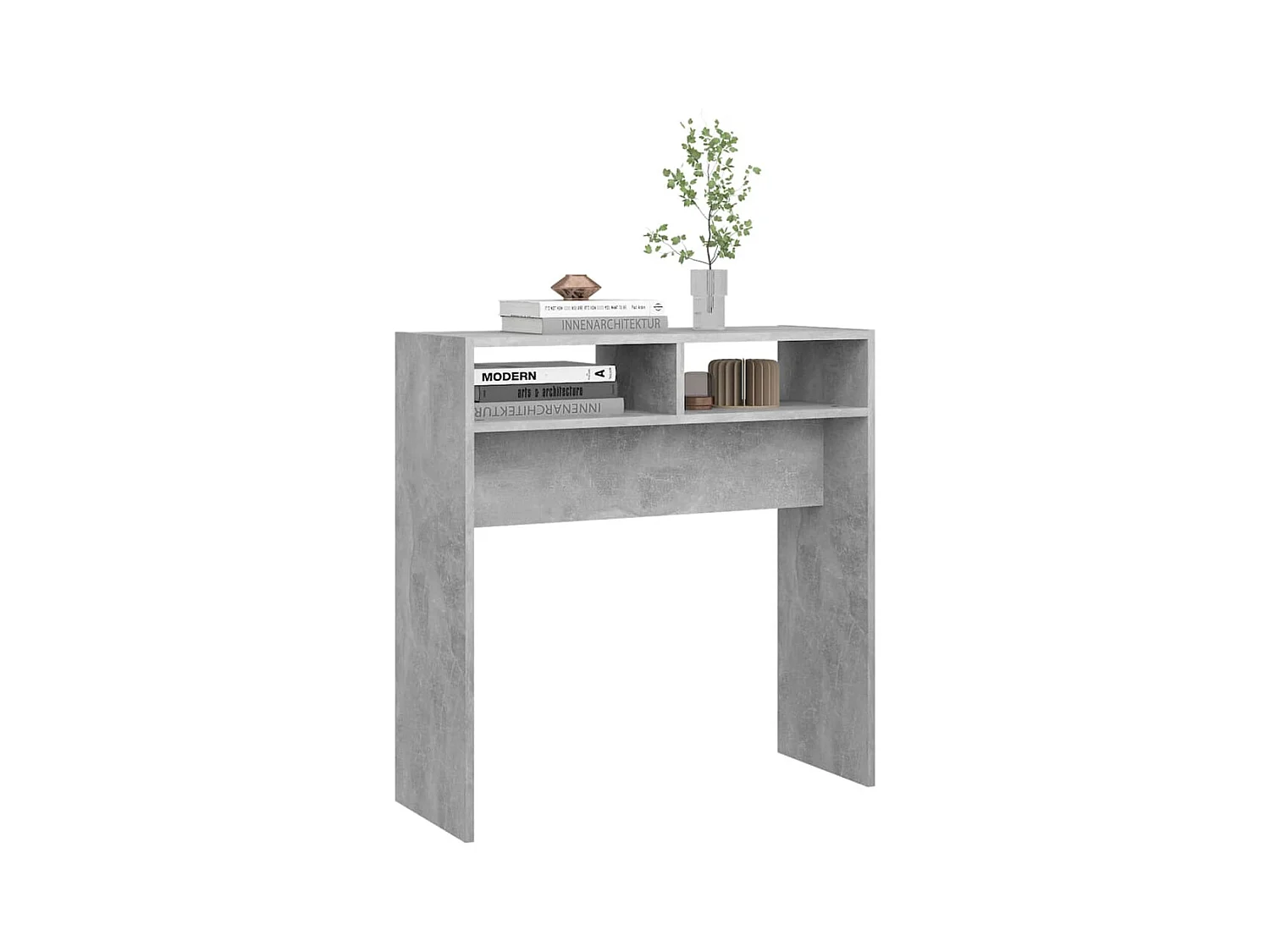 Table console gris béton 78x30x80 cm bois d'ingénierie