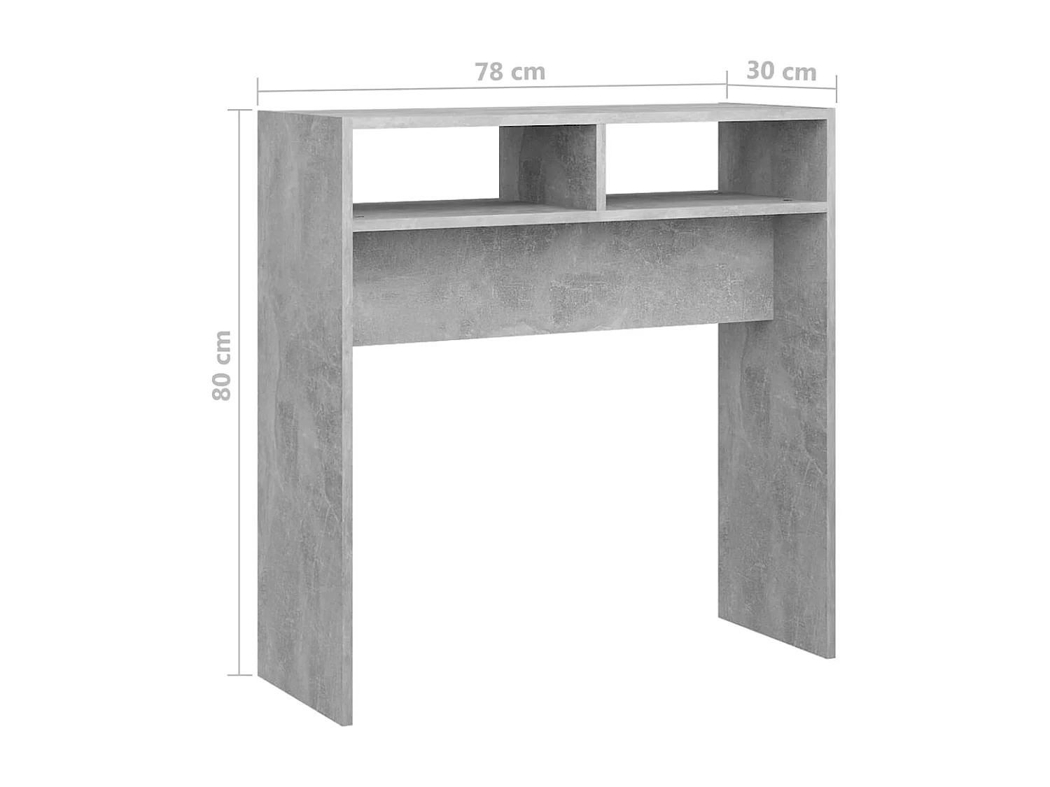 Table console gris béton 78x30x80 cm bois d'ingénierie