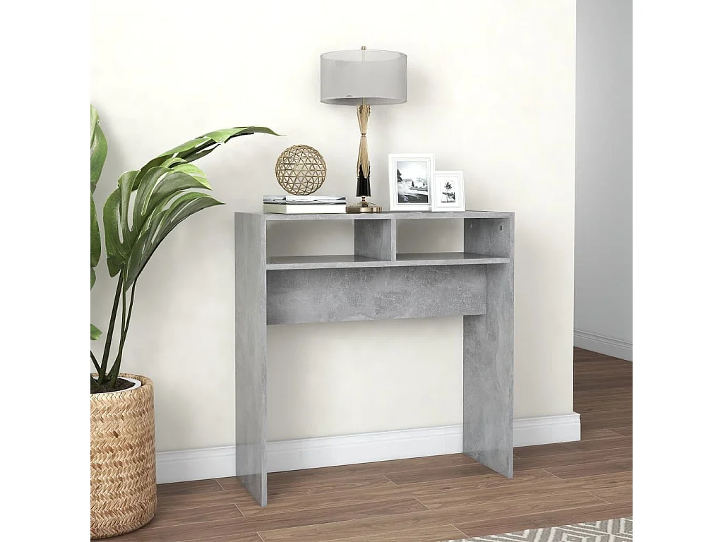 Mesa consola de madera de ingeniería gris hormigón 78x30x80 cm