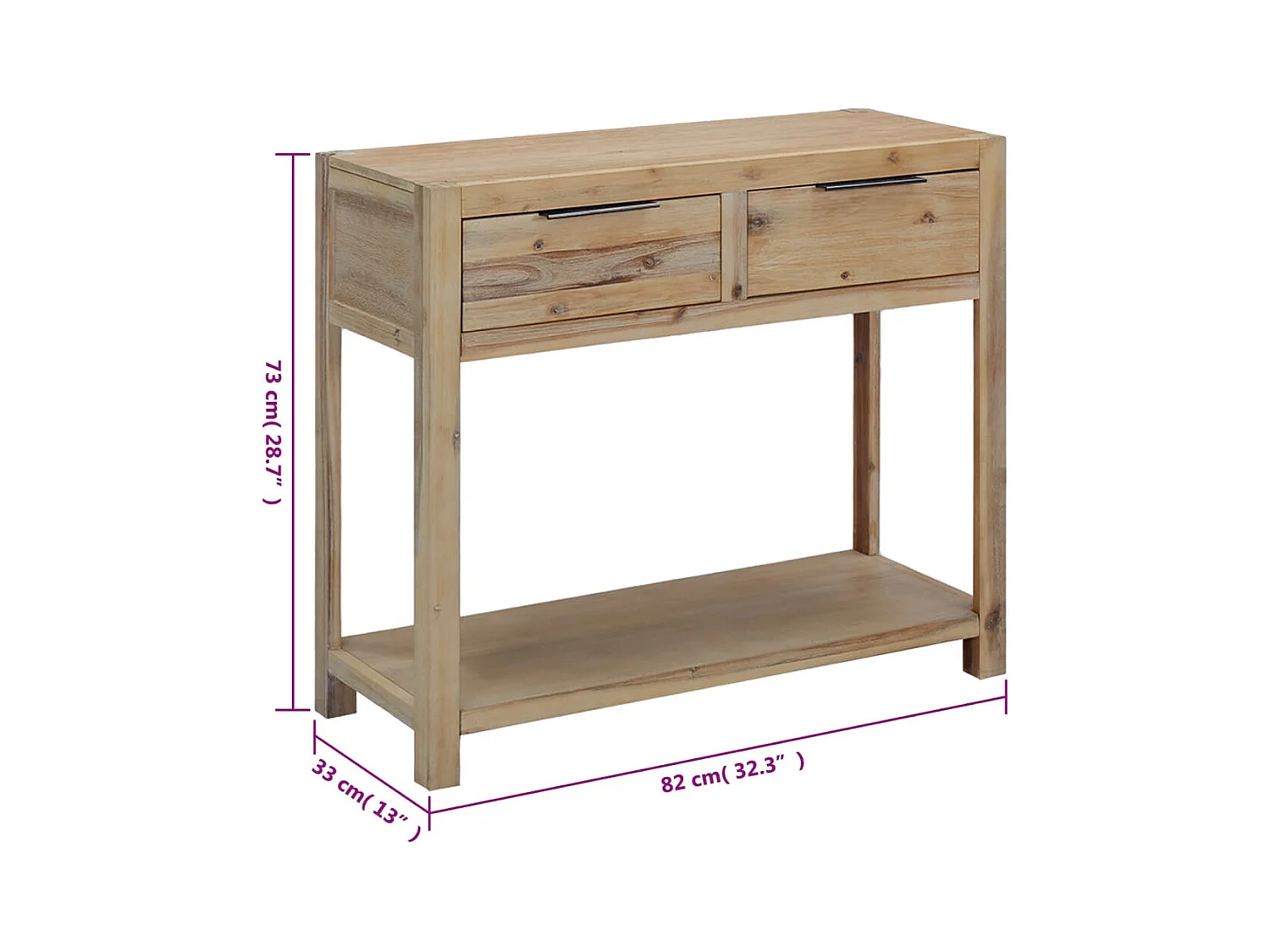Tavolo consolle 82x33x73 cm Legno massello di acacia