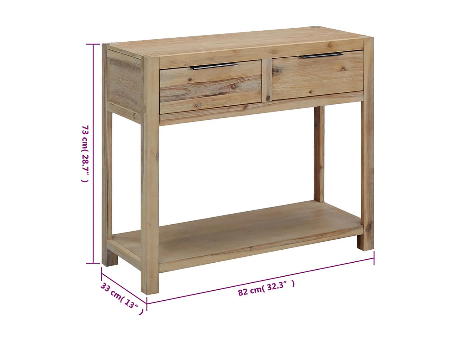 Tavolo consolle 82x33x73 cm Legno massello di acacia