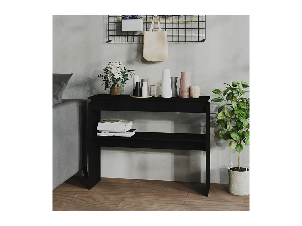 Table console noir 102x30x80 cm bois d'ingénierie
