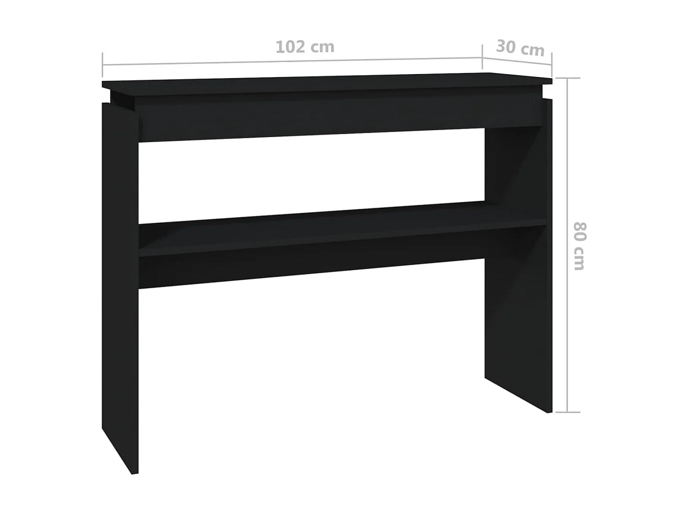 Zwarte consoletafel 102x30x80 cm bewerkt hout