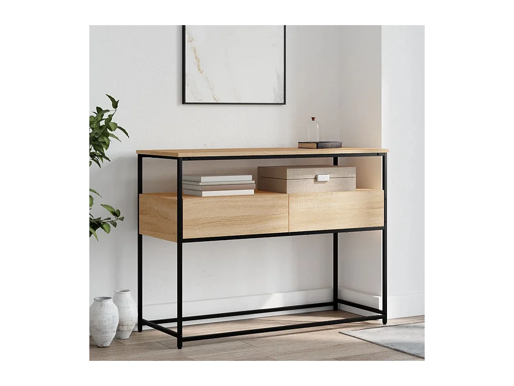 Table console chêne sonoma 100x40x75 cm bois d'ingénierie