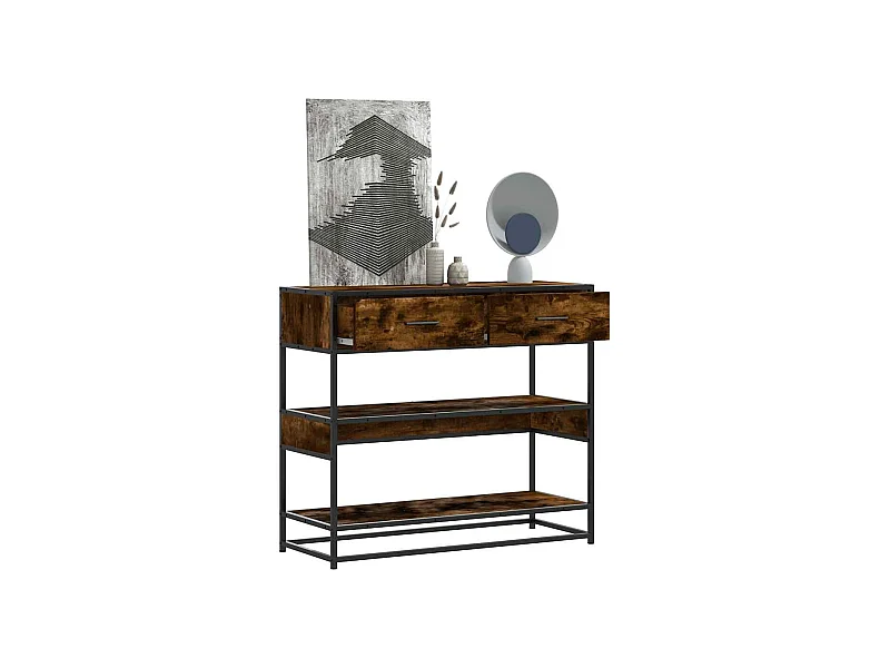 Consolle in rovere affumicato 90x35x80 cm in legno ingegnerizzato