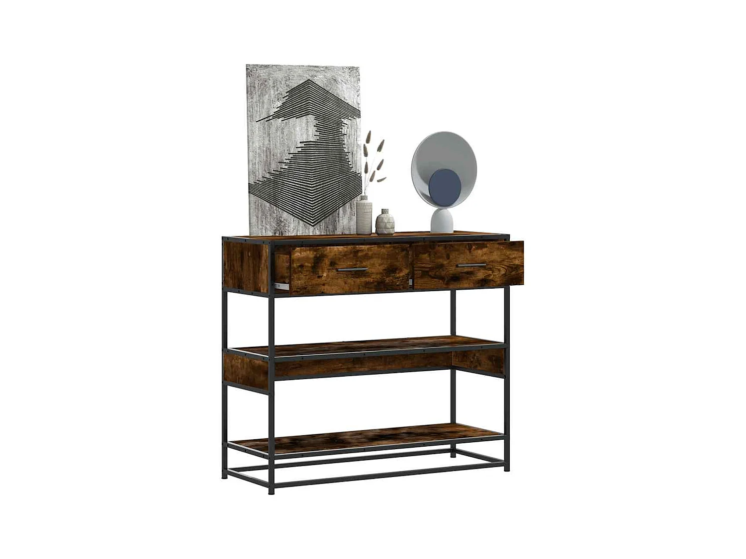 Table console chêne fumé 90x35x80 cm bois d'ingénierie