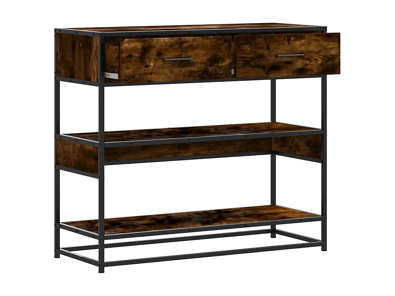 Table console chêne fumé 90x35x80 cm bois d'ingénierie