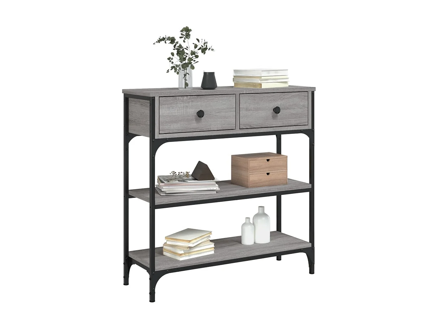 Table console sonoma gris 72,5x25x75 cm bois d'ingénierie