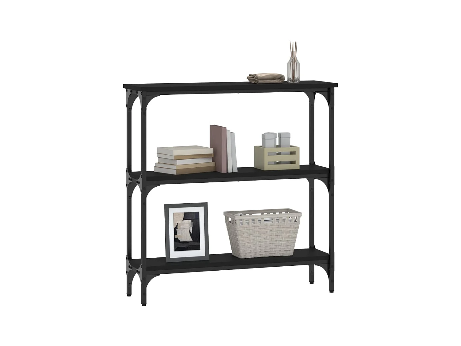 Table console noir 75x22,5x75 cm bois d'ingénierie