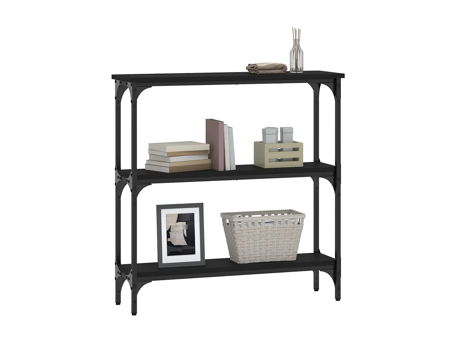 Zwarte consoletafel 75x22,5x75 cm bewerkt hout