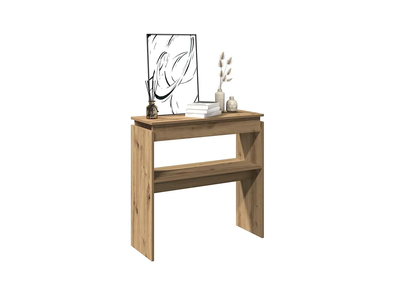 Table console chêne artisanal 80x30x80 cm bois d'ingénierie